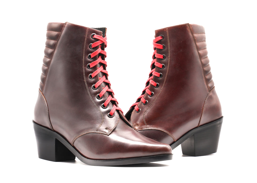 CHOCOLATE BROWN MOTO BOOTIE - MADE TO ORDER
