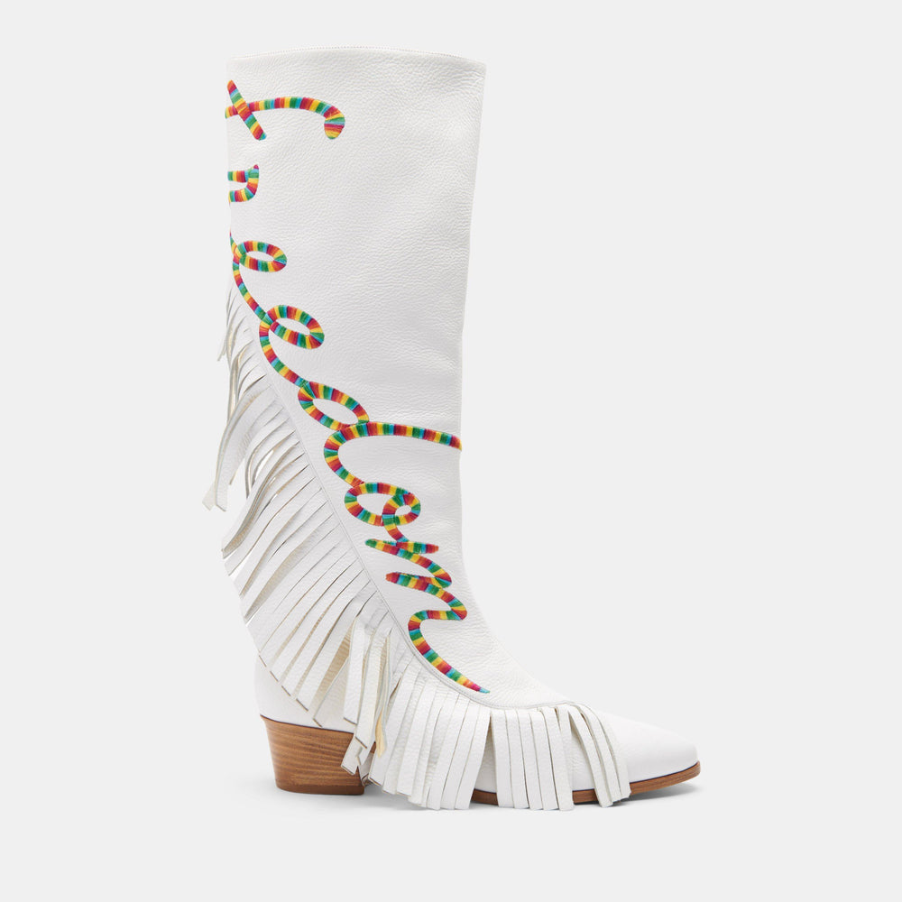 FREEDOM FIGHTER FRINGE BOOT - WHITE - MADE TO ORDER