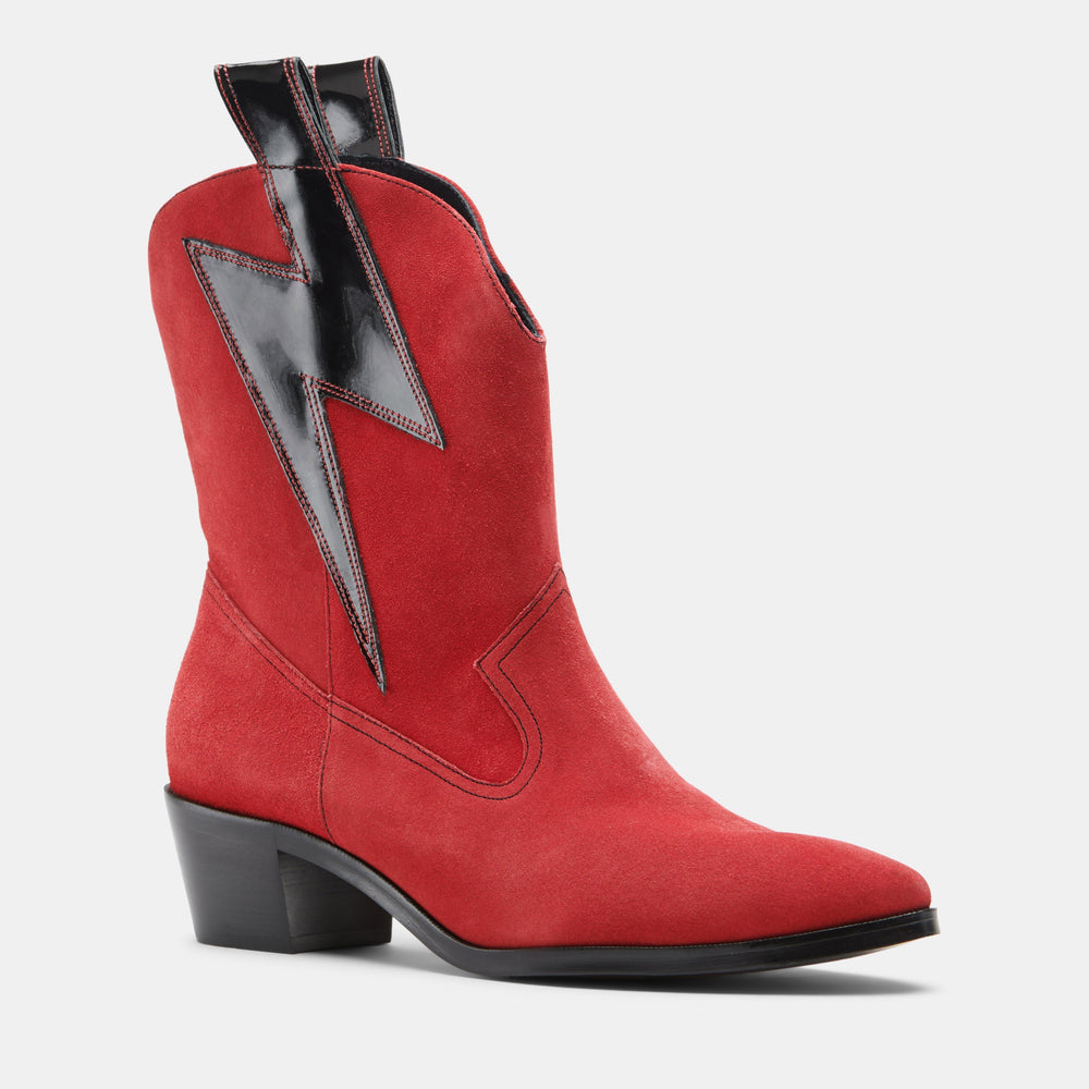 BOLT WESTERN RED SUEDE/BLACK PATENT