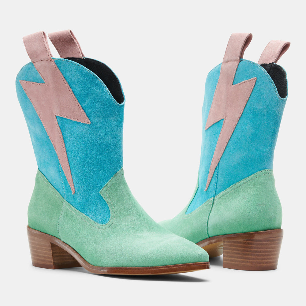 BOLT WESTERN MINT/TURQ/PINK SUEDE - MADE TO ORDER