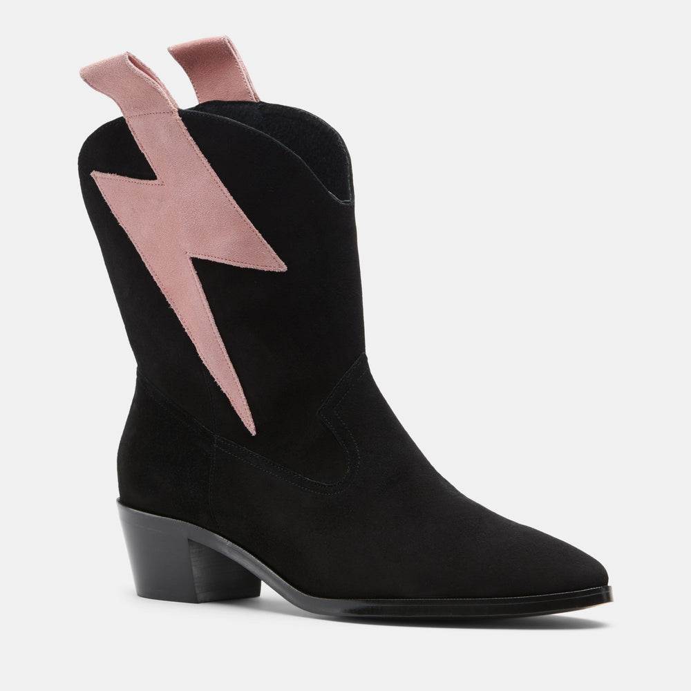 BOLT WESTERN SUEDE BLACK/PINK SUEDE - MADE TO ORDER