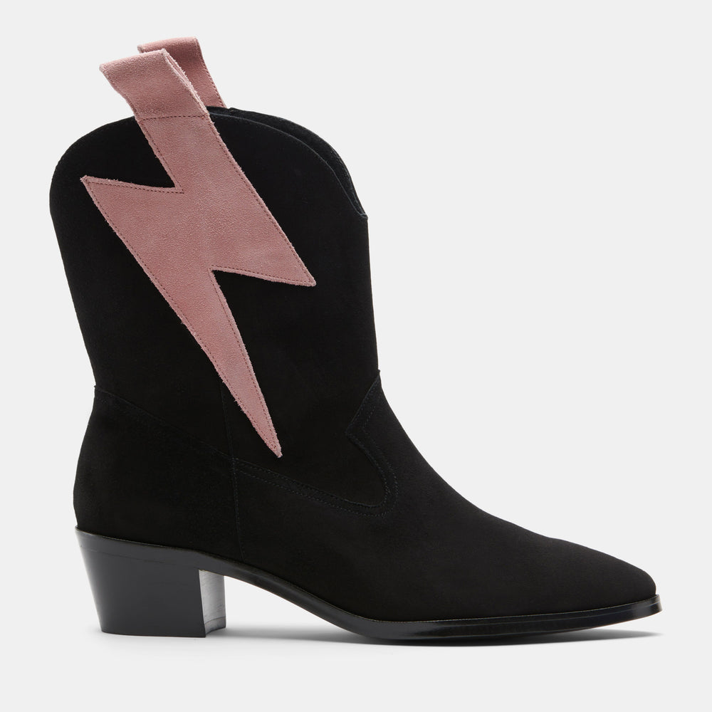 BOLT WESTERN SUEDE BLACK/PINK SUEDE - MADE TO ORDER