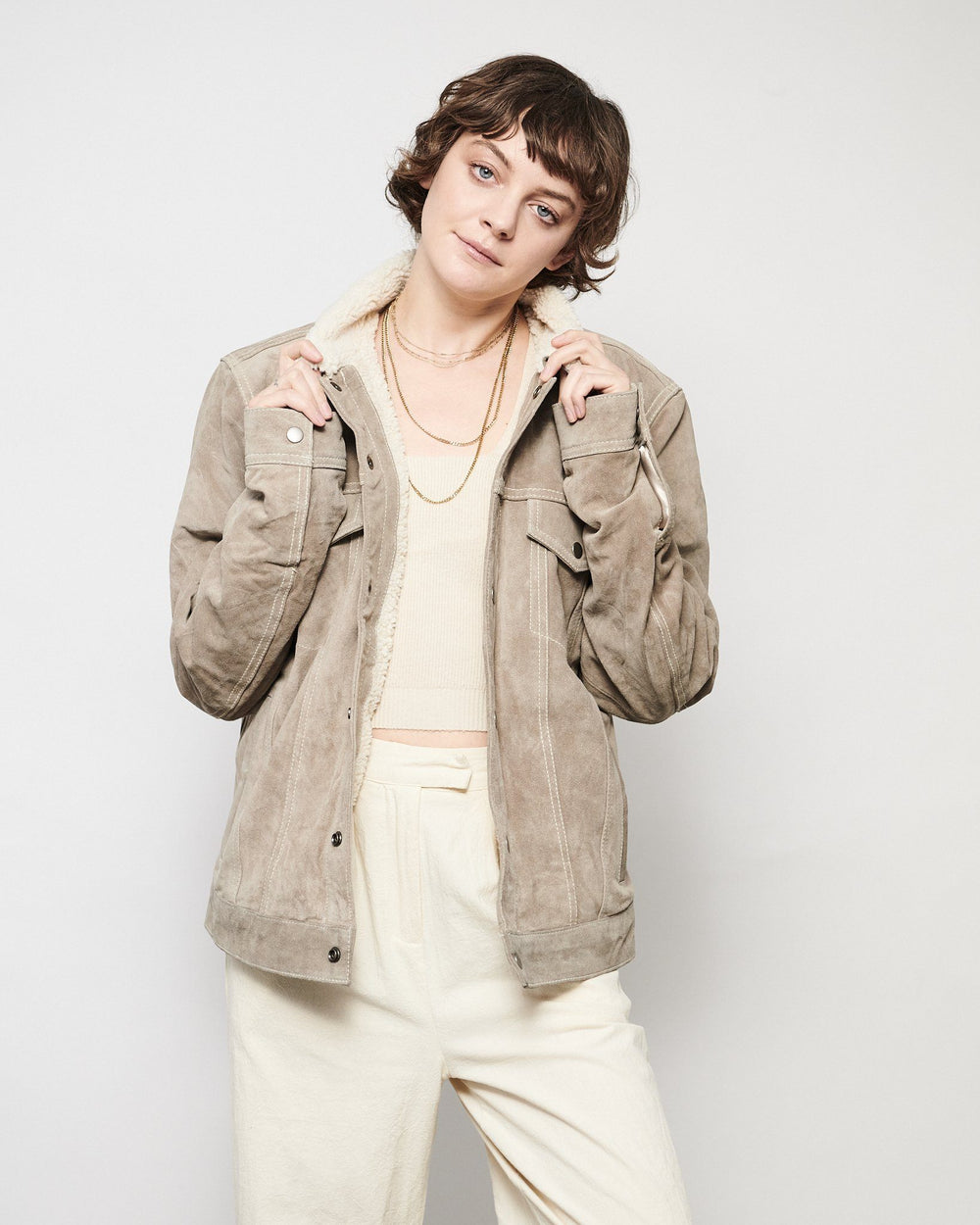 MODERN SUEDE JACKET WITH COLLAR