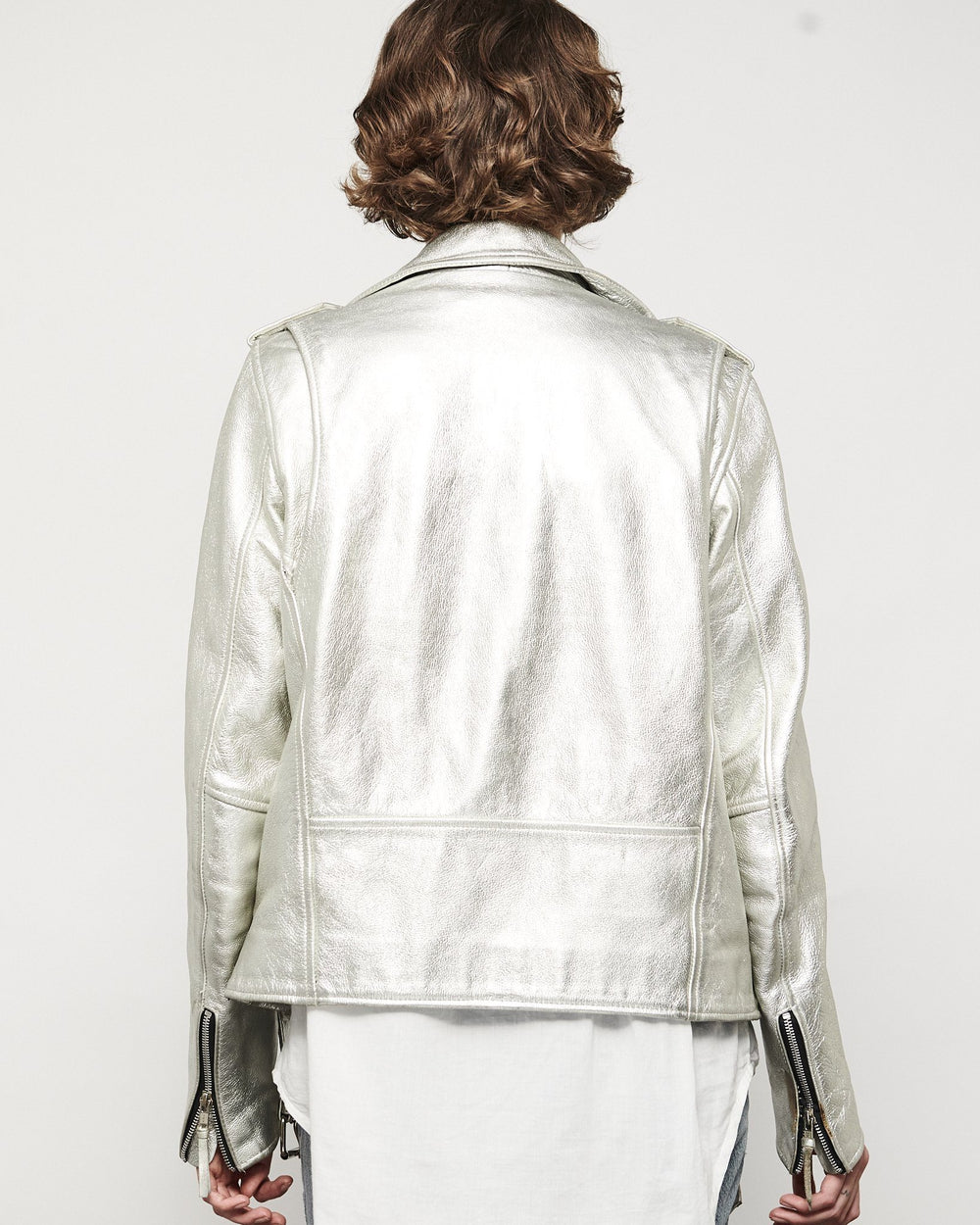 MODERN VICE METALLIC SILVER MOTO JACKET