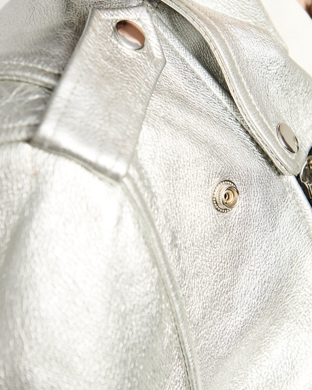 MODERN VICE METALLIC SILVER MOTO JACKET