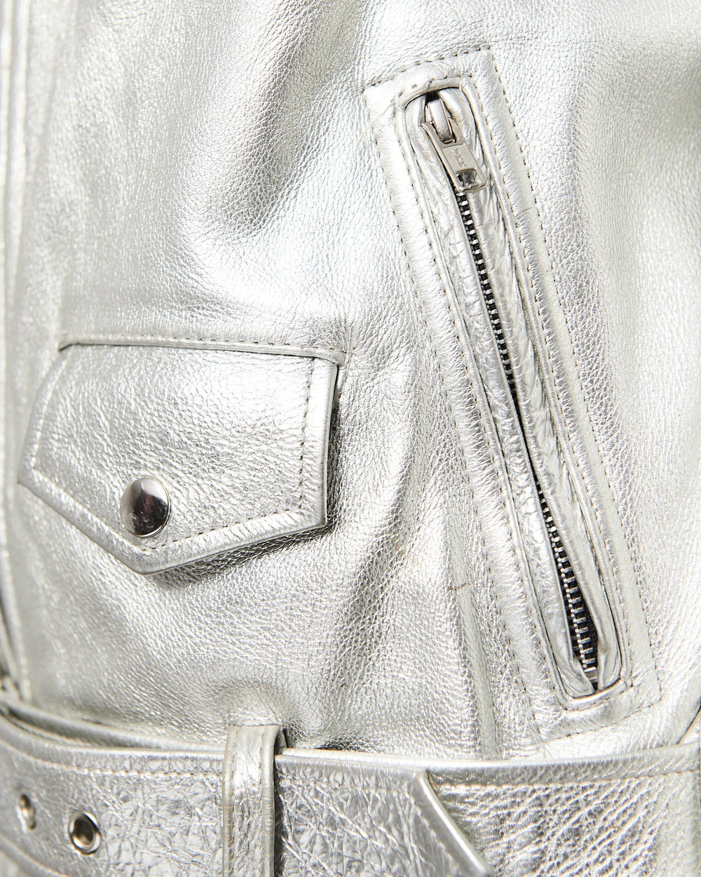 MODERN VICE METALLIC SILVER MOTO JACKET