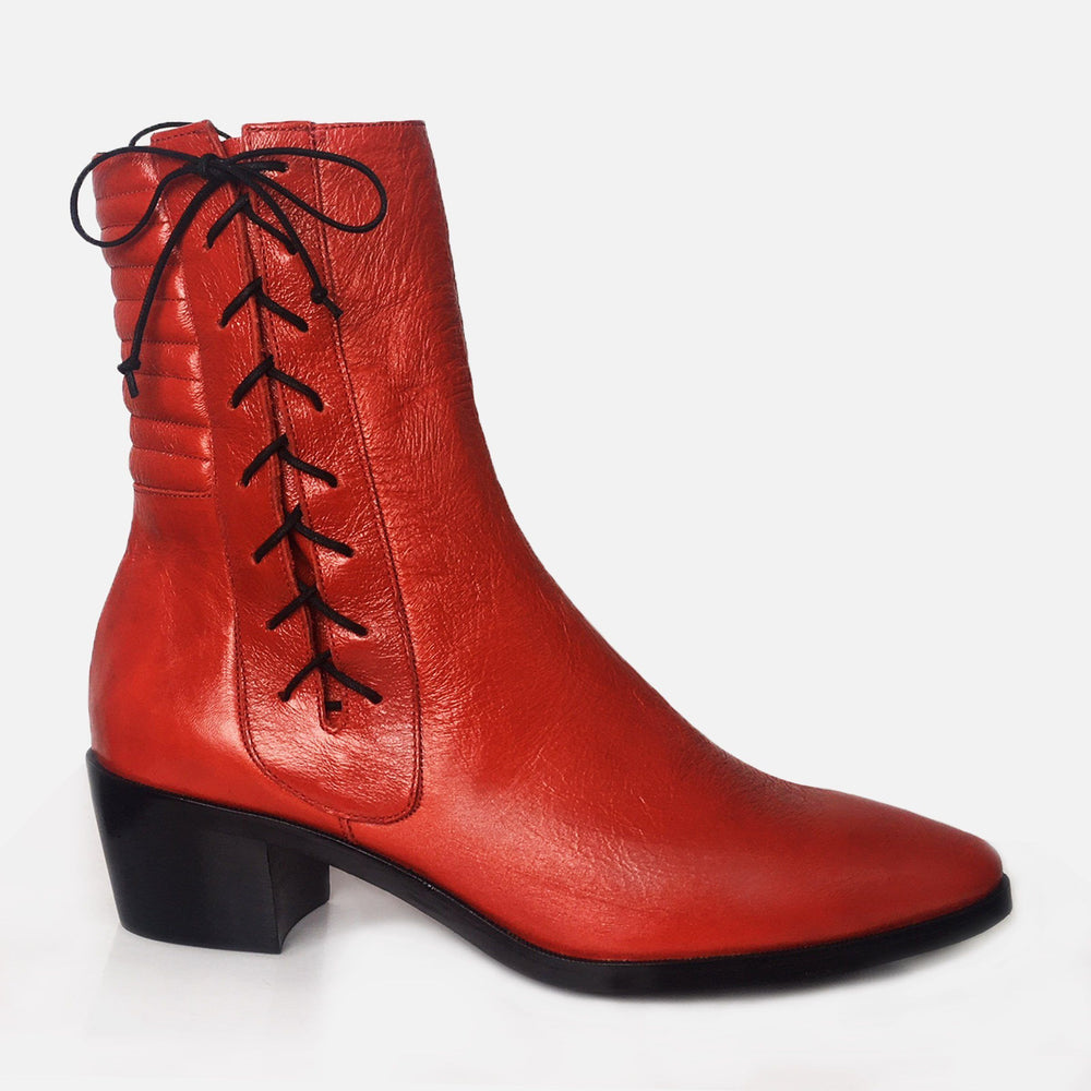 RED PATENT HARLEY BOOT